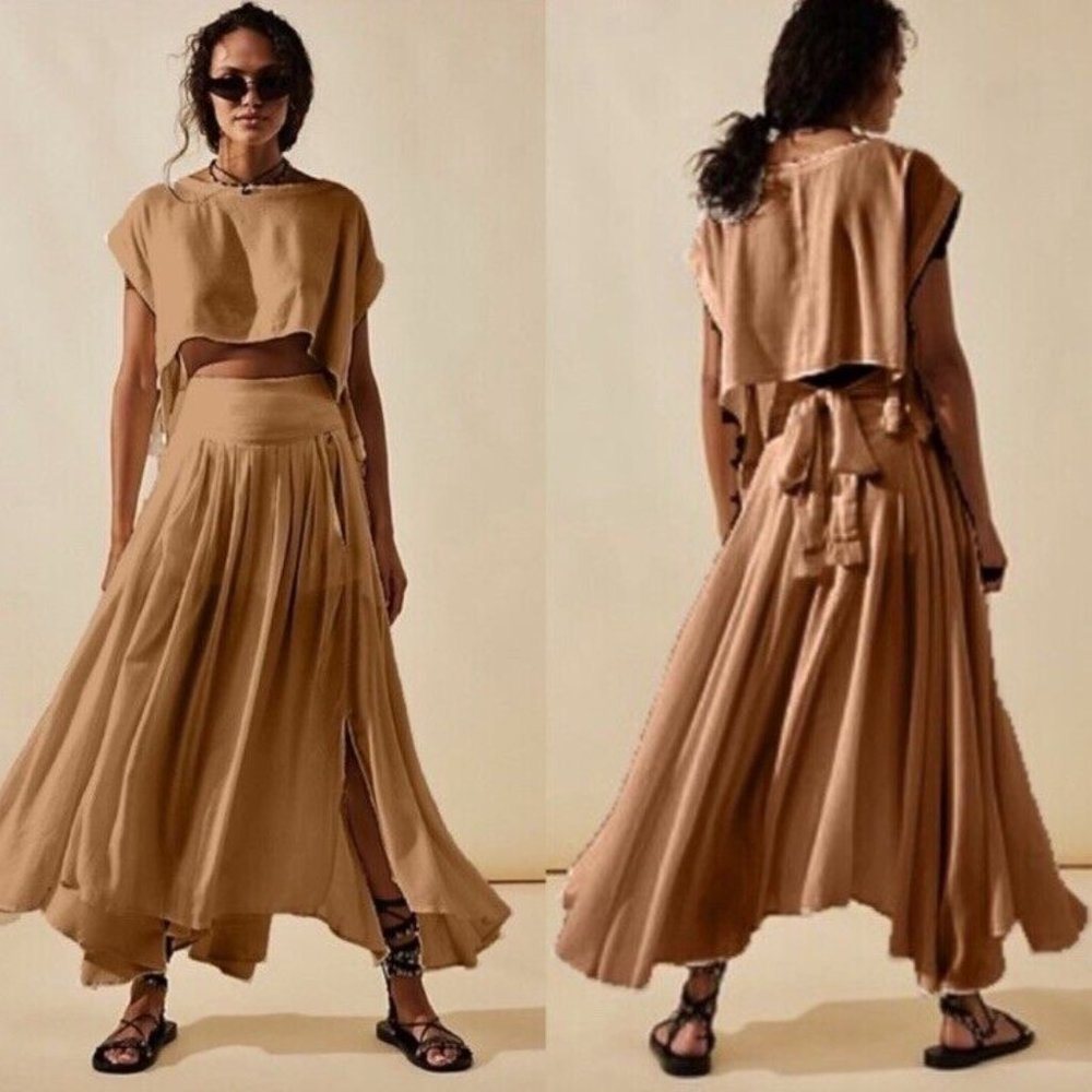 Free People Sundown Skirt set in Iced Coffee